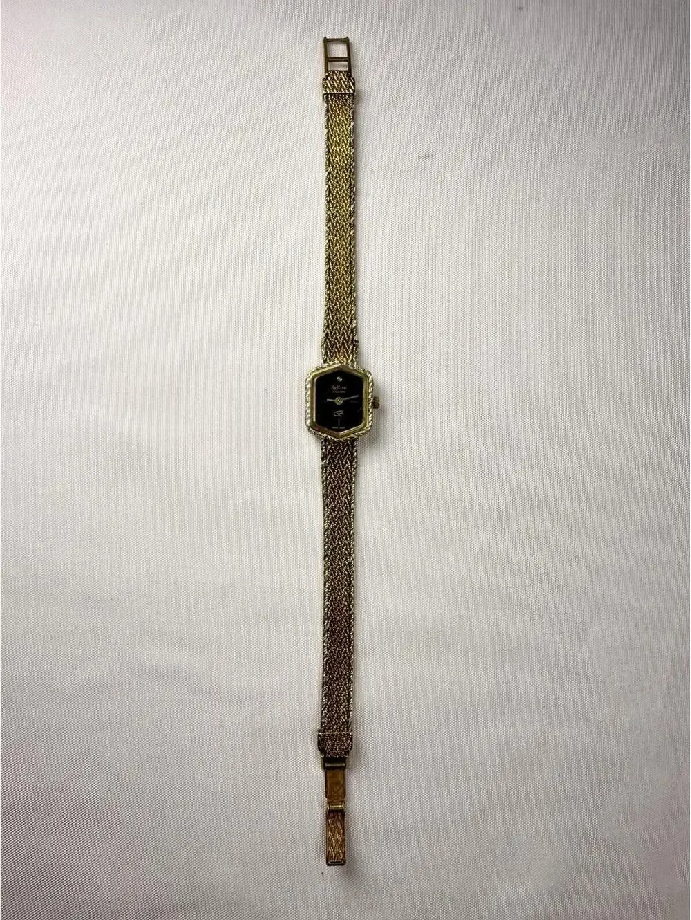Vintage Bellini Swiss Quartz Two-Tone Hexagonal Watch with Mesh Bracelet